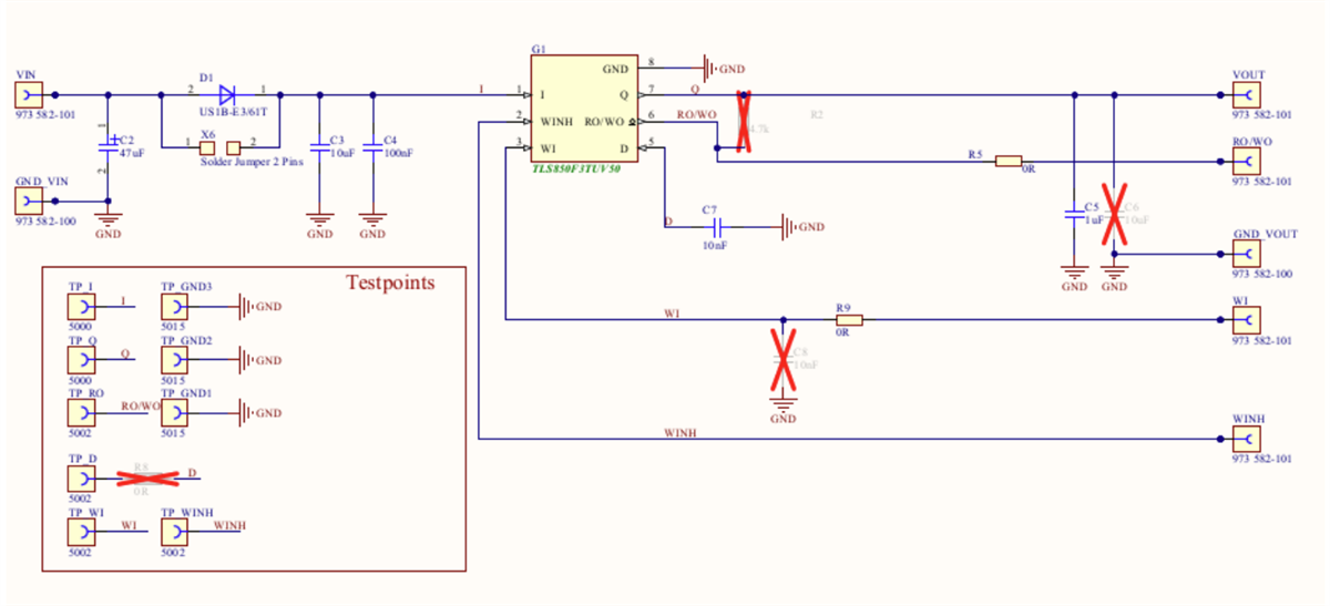 原理图 - Infineon Technologies TLS850F3TU V33& V50演示板